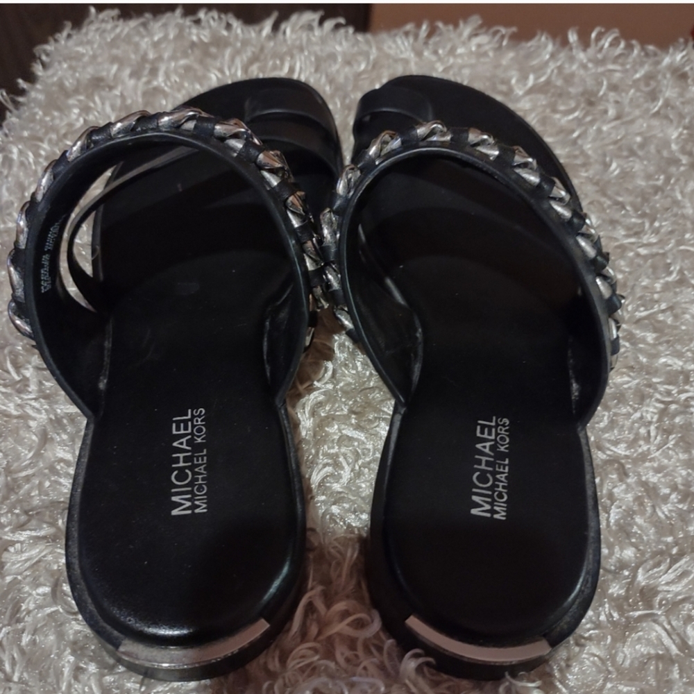 Michael Kors Bergen chain toe ring slide leather sandal - Picture 3 of 8